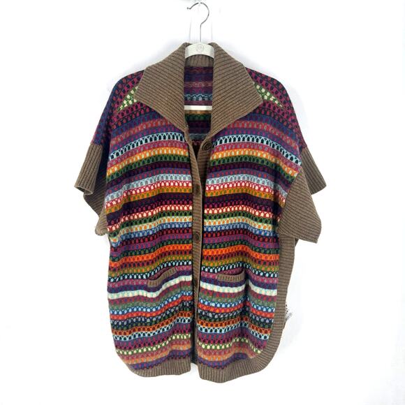 See by Chloe Brown Multicolor Stripe Wool Blend Cardigan NO BELT Size Small - Picture 1 of 11